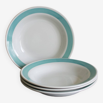 4 Assiettes creuses Oxford Brazil turquoise