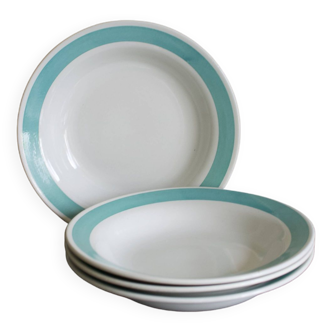 4 Oxford Brazil turquoise soup plates