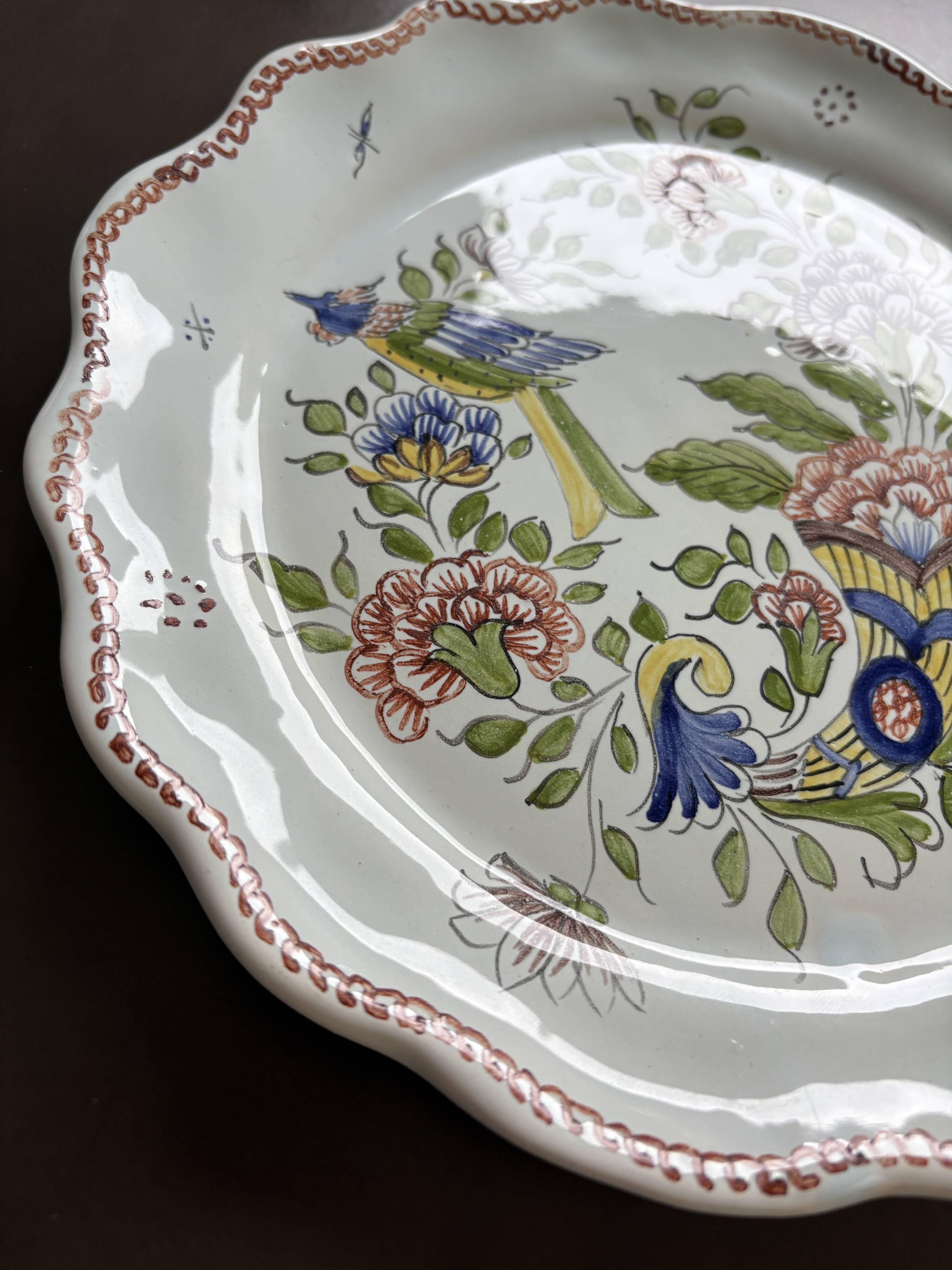 Hand-painted Rouen porcelain plate