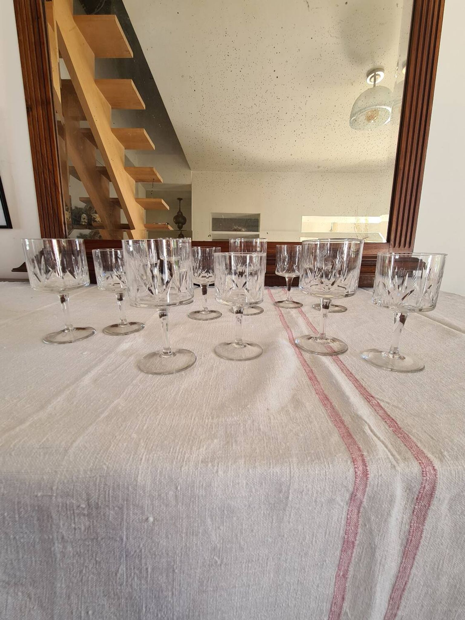 Water and wine glasses from the Royal Manufacture of Bayel