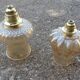 Paire de suspensions globe en verre ambré vintage