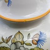 Théière tisanière ancienne céramique faïence de Rodez, décor floral rose noire de Samadet