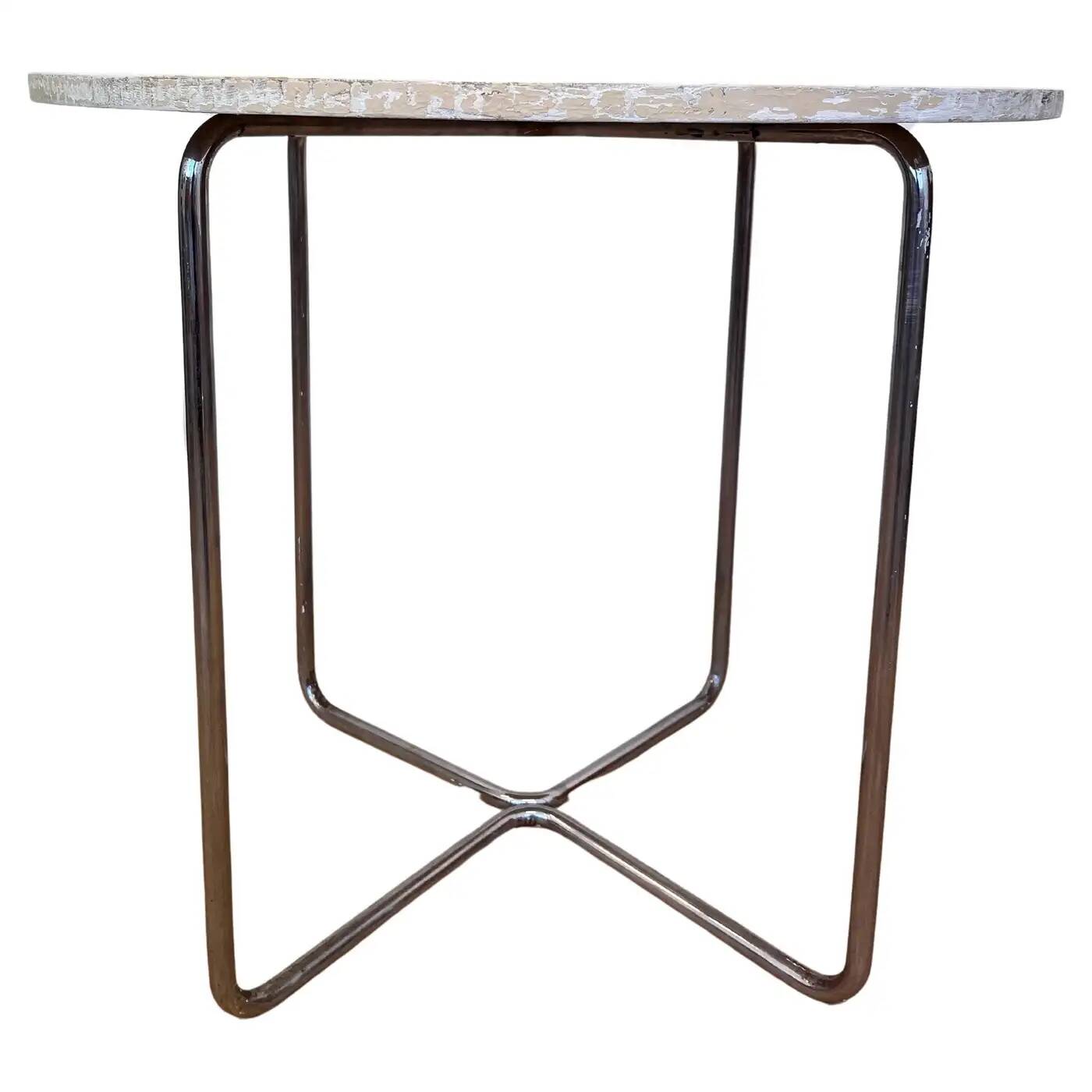 1930s original chrome Bauhaus tubular steel table by Robert Slezak