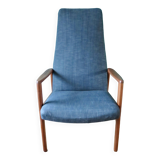 Teak armchair, bluish black. Denmark 1960