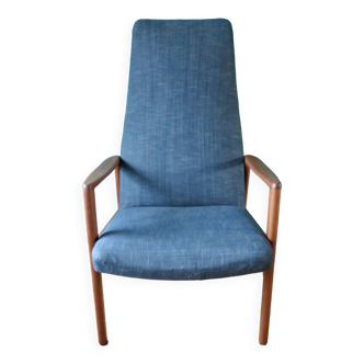 Teak armchair, bluish black. Denmark 1960