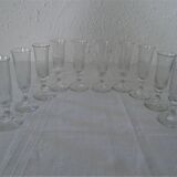 10 Louis Philippe flutes elegant old blown glasses bulled