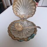 Silver-plated metal butter/shell caviar dish