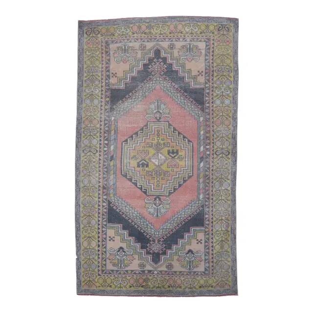 Vintage Turkish Oushak Handmade Pink Wool Rug 125x210