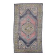 Vintage Turkish Oushak Handmade Pink Wool Rug 125x210