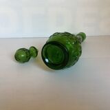 Green carafe bottle with apple, pear, grape pattern, Italy