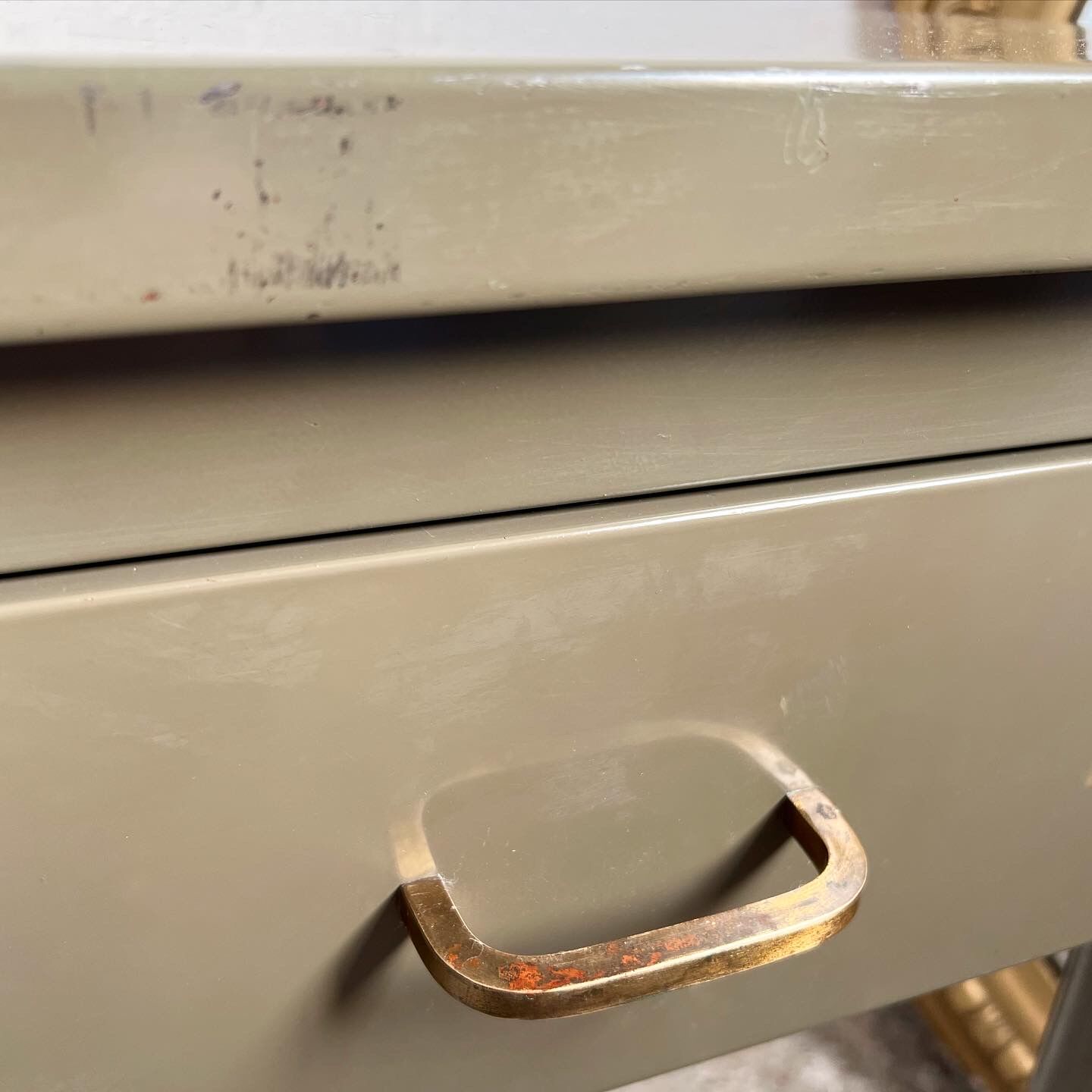Vintage khaki metal desk