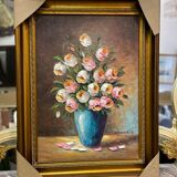 Pink and white flower pot painting