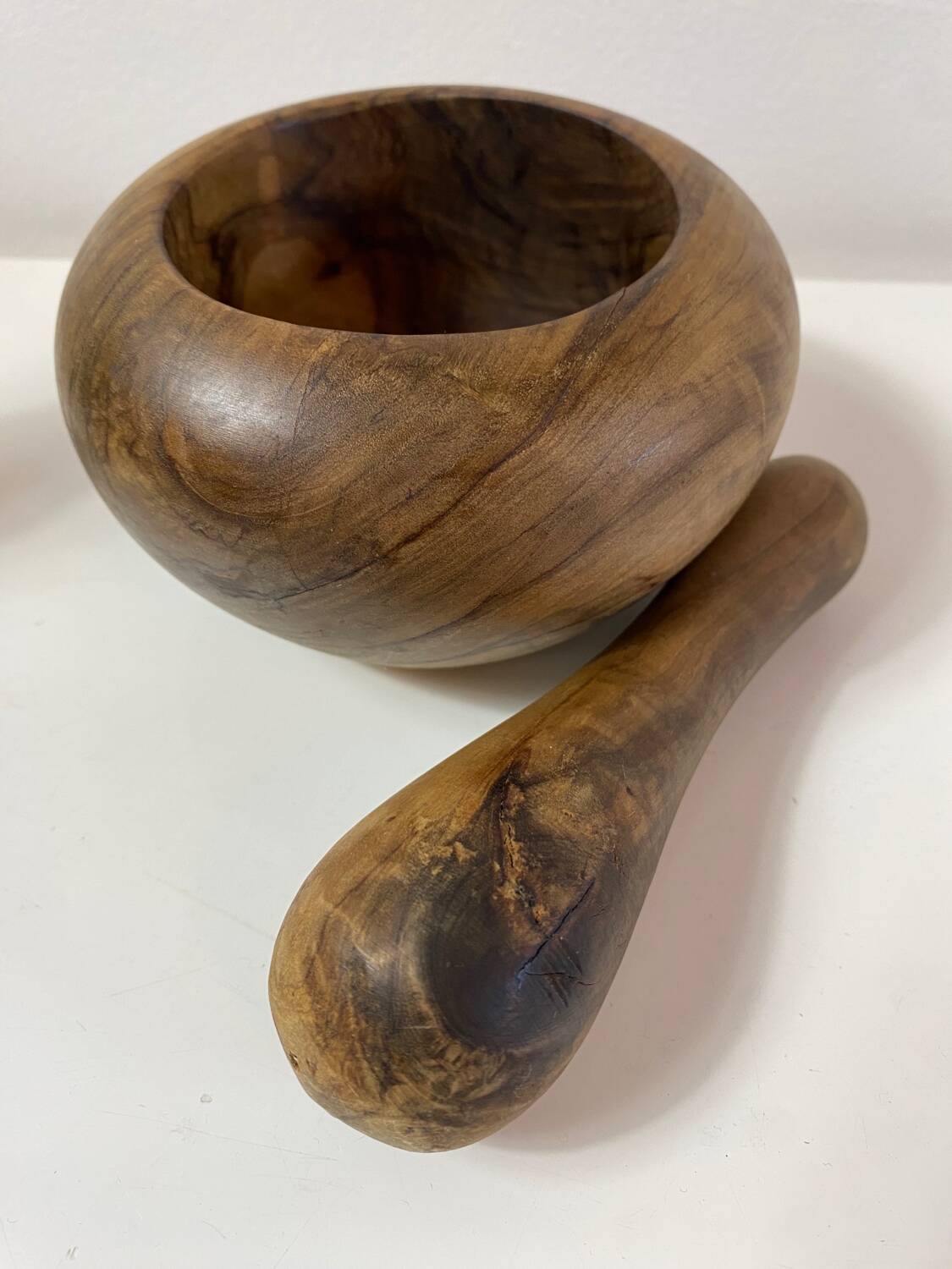 Olive wood mortar and pestle