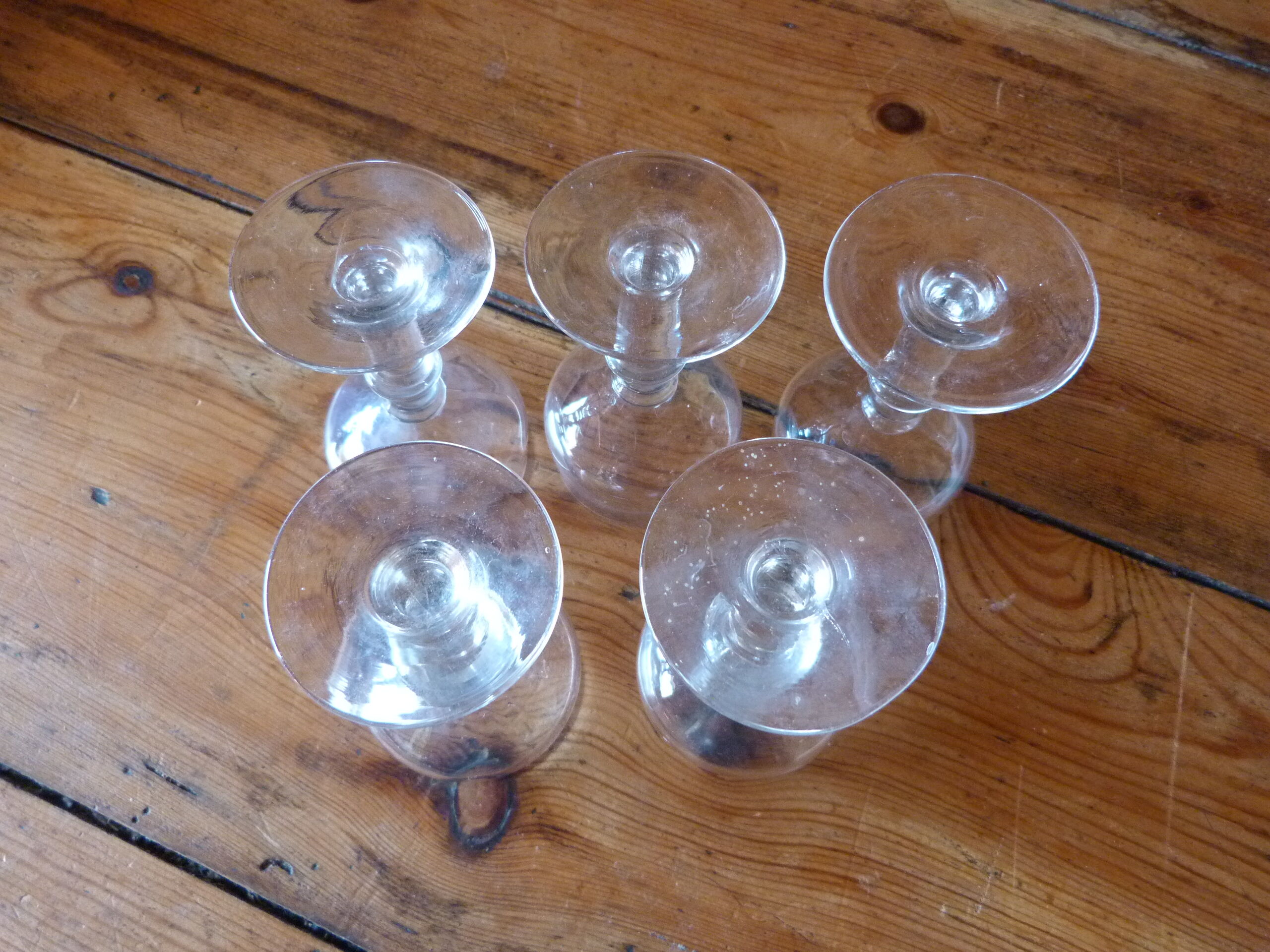Set of 5 old liquor glasses
