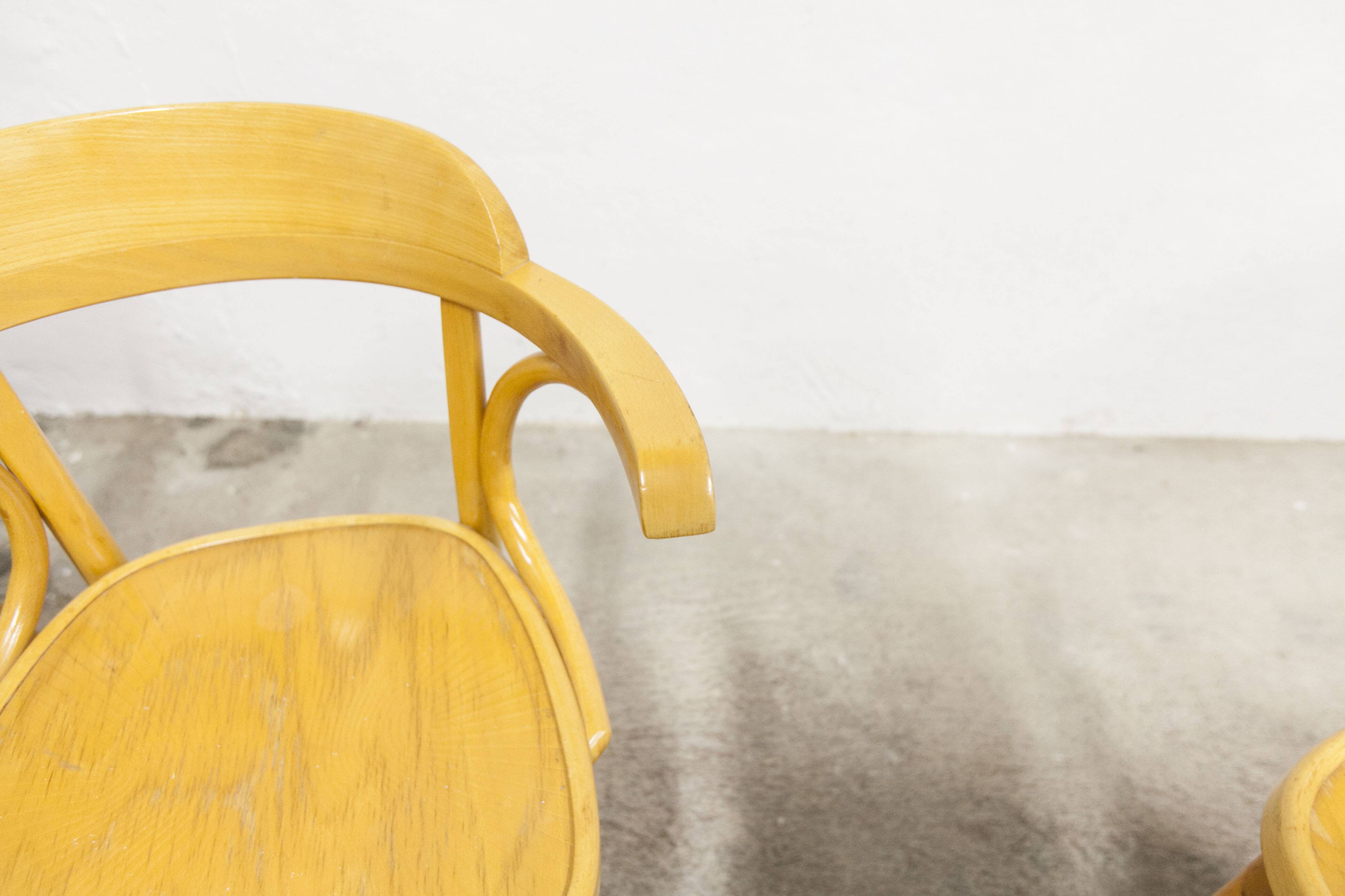 Set of 4 bistro armchairs with armrests from the 1960s.