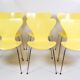 Set Of 6 Seven Chairs Model 3107 Lacquered In Yellow By Arne Jacobsen For Fritz Hansen From 1990s