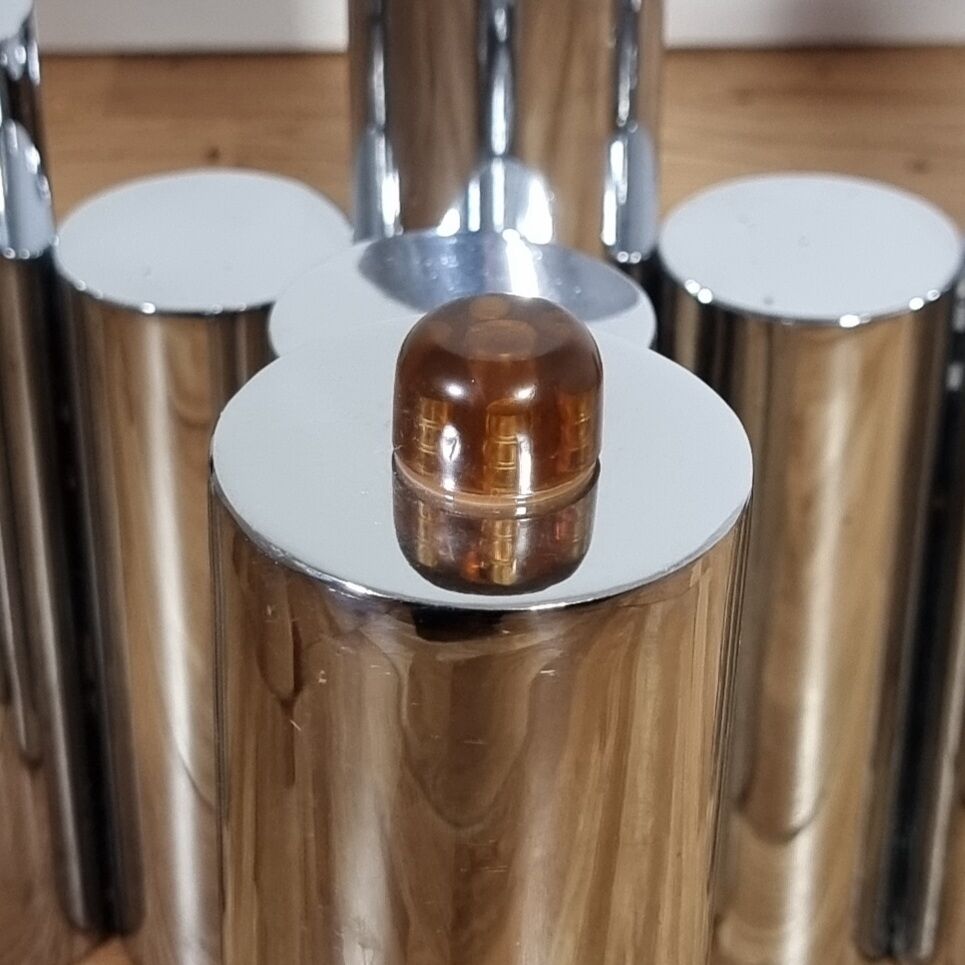 "Cylinders" coffee table in chromed metal, Italy, circa 1970