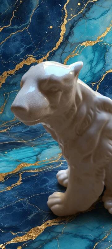 Cracked ceramic bear statuette – Art Deco style - 24x20cm