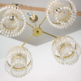 1950s, vintage crystal brass chandelier, železnobrodské sklo,czechoslovakia