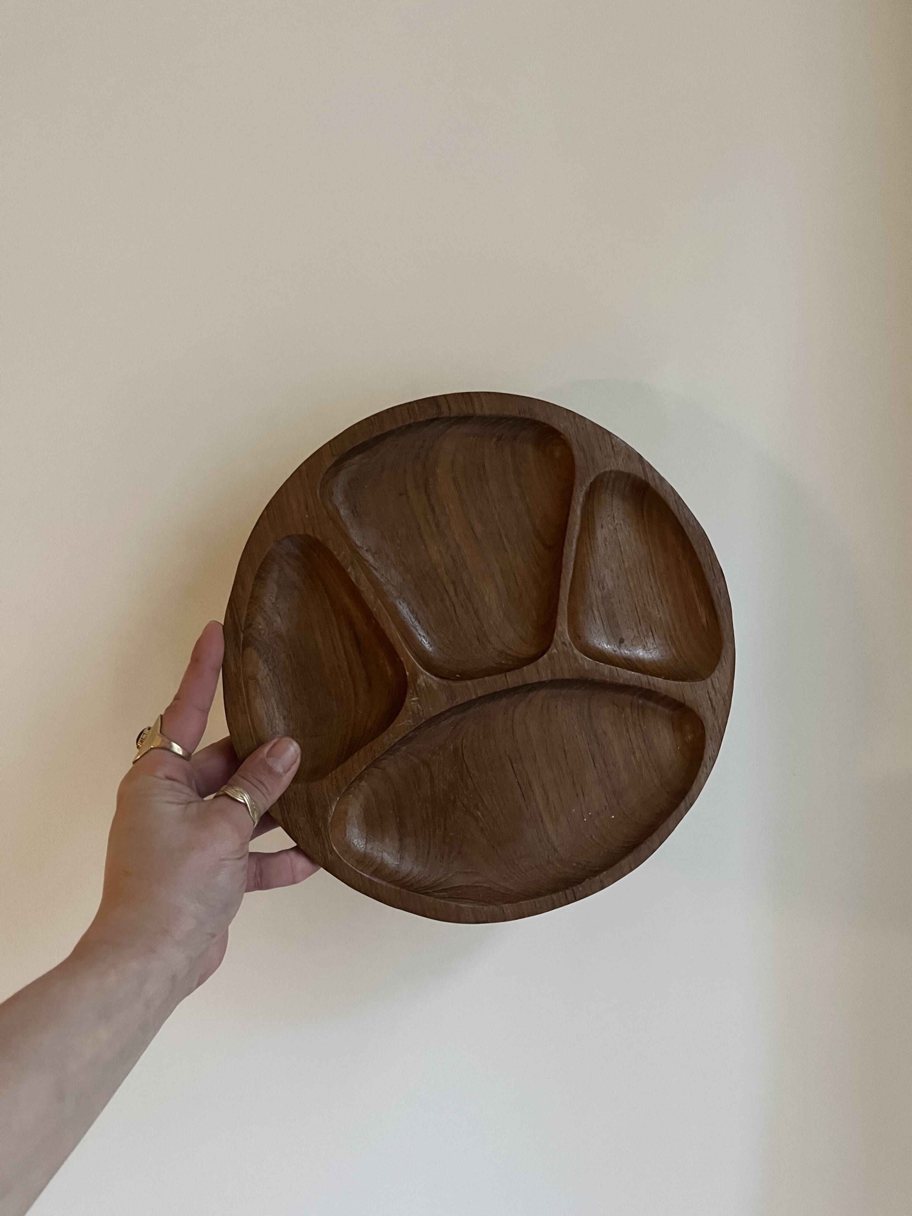 Teak aperitif tray plate, design 1960 Denmark