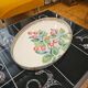 Oval Art Deco plate in earthenware and pierced metal with cherries