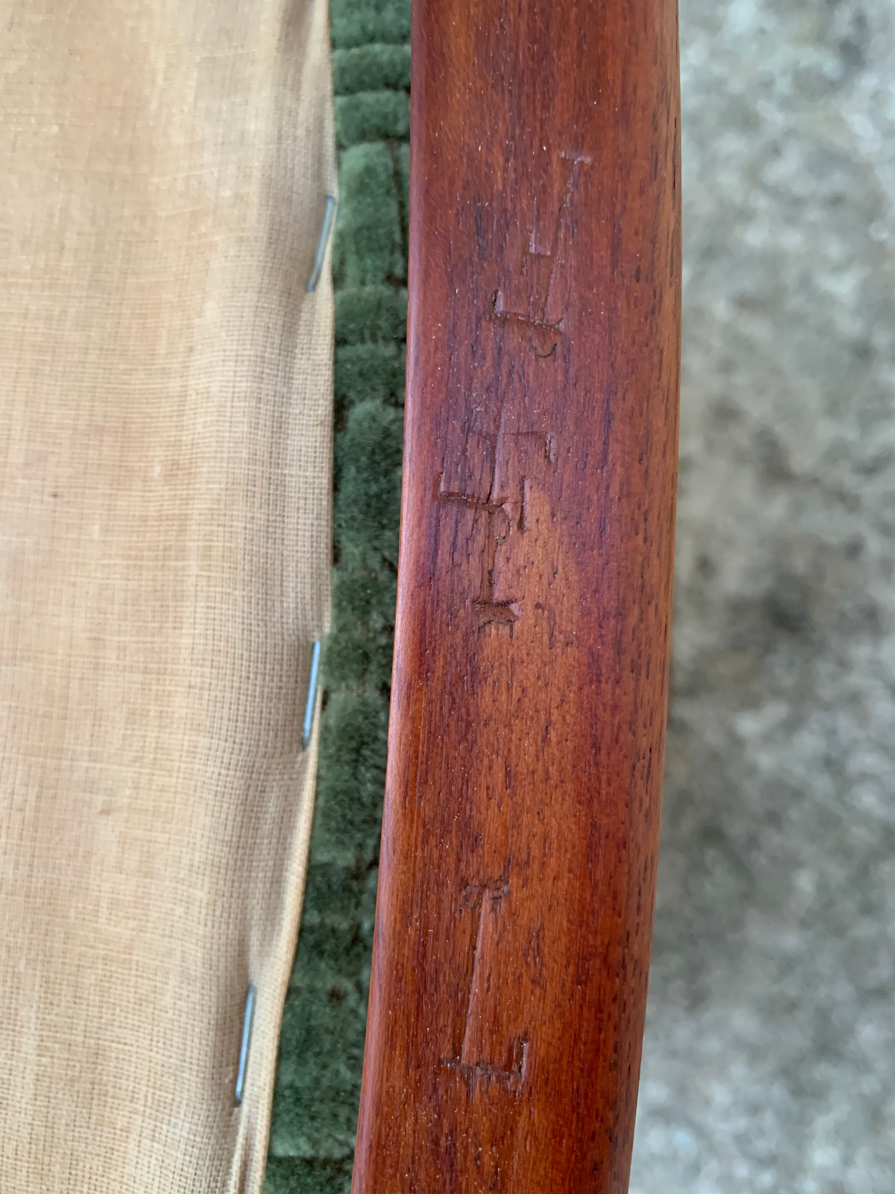 Pair of Scandinavian teak and velvet chairs 1960