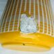 Art Deco milk pot, enamelled sheet as coffee maker, yellow and white signed BB