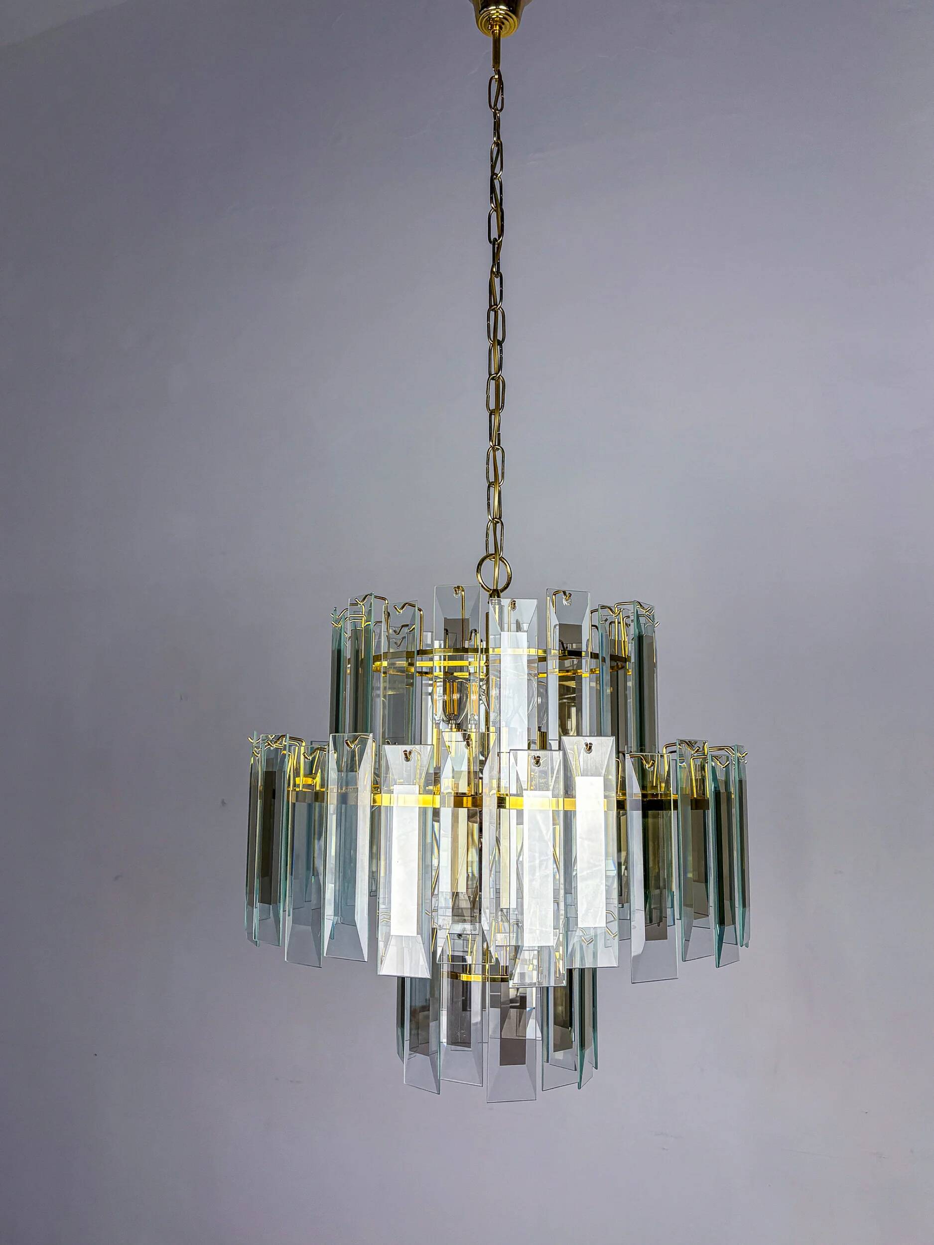 Veca cascade chandelier, 3-tiers Murano glass, Italy, 1970s