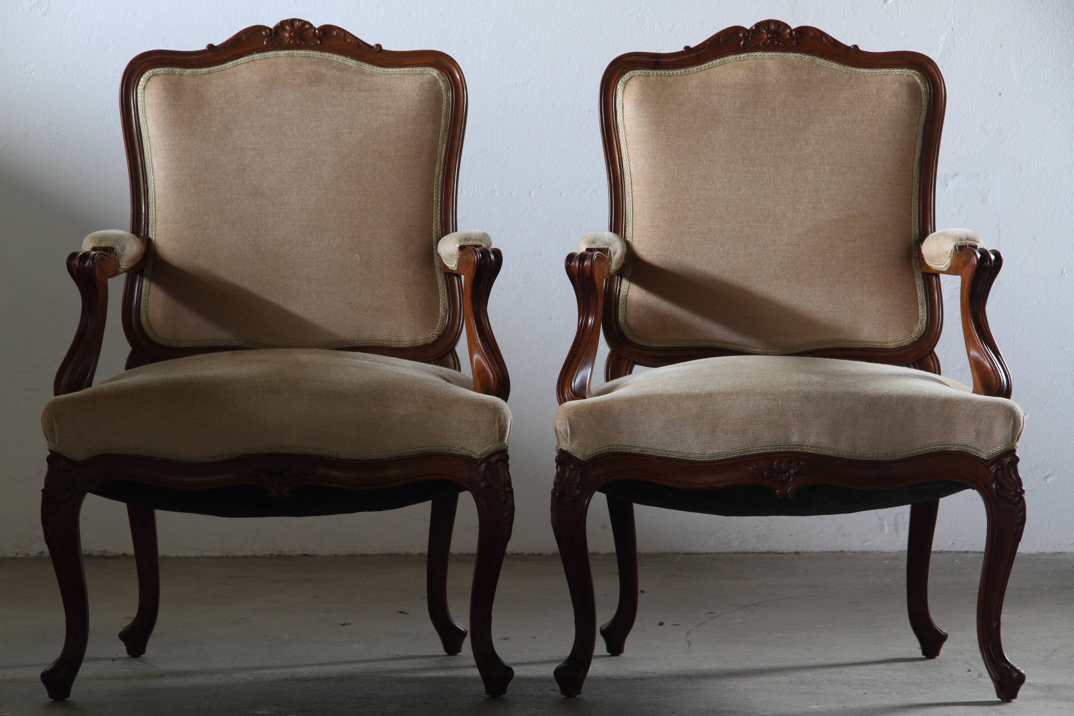 Pair of Vintage Danish Antique 18th century Lounge Chair, style of Louis XV
