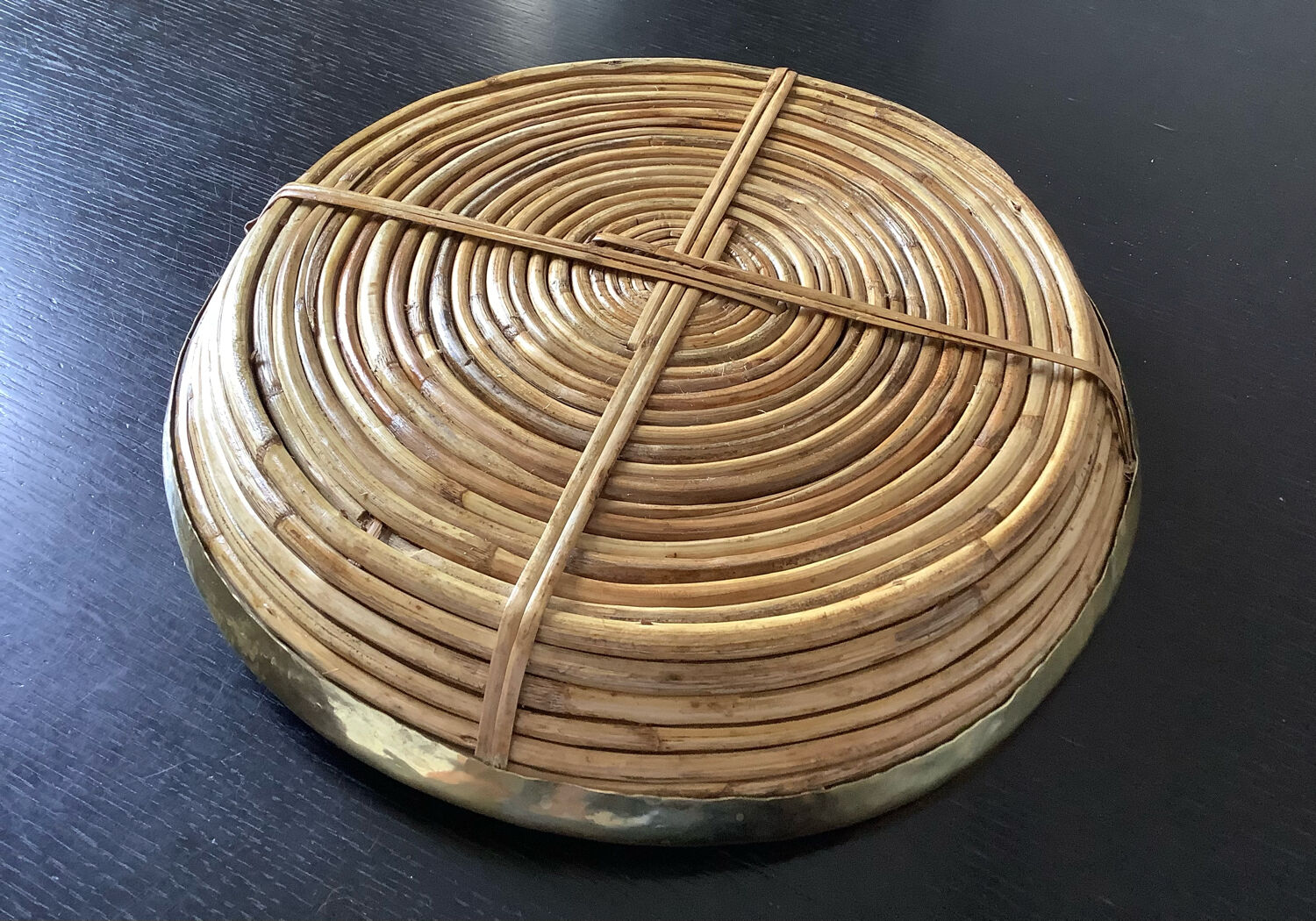 Bamboo and brass dish