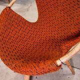 Czechoslovak shell armchair rattan wood fabric