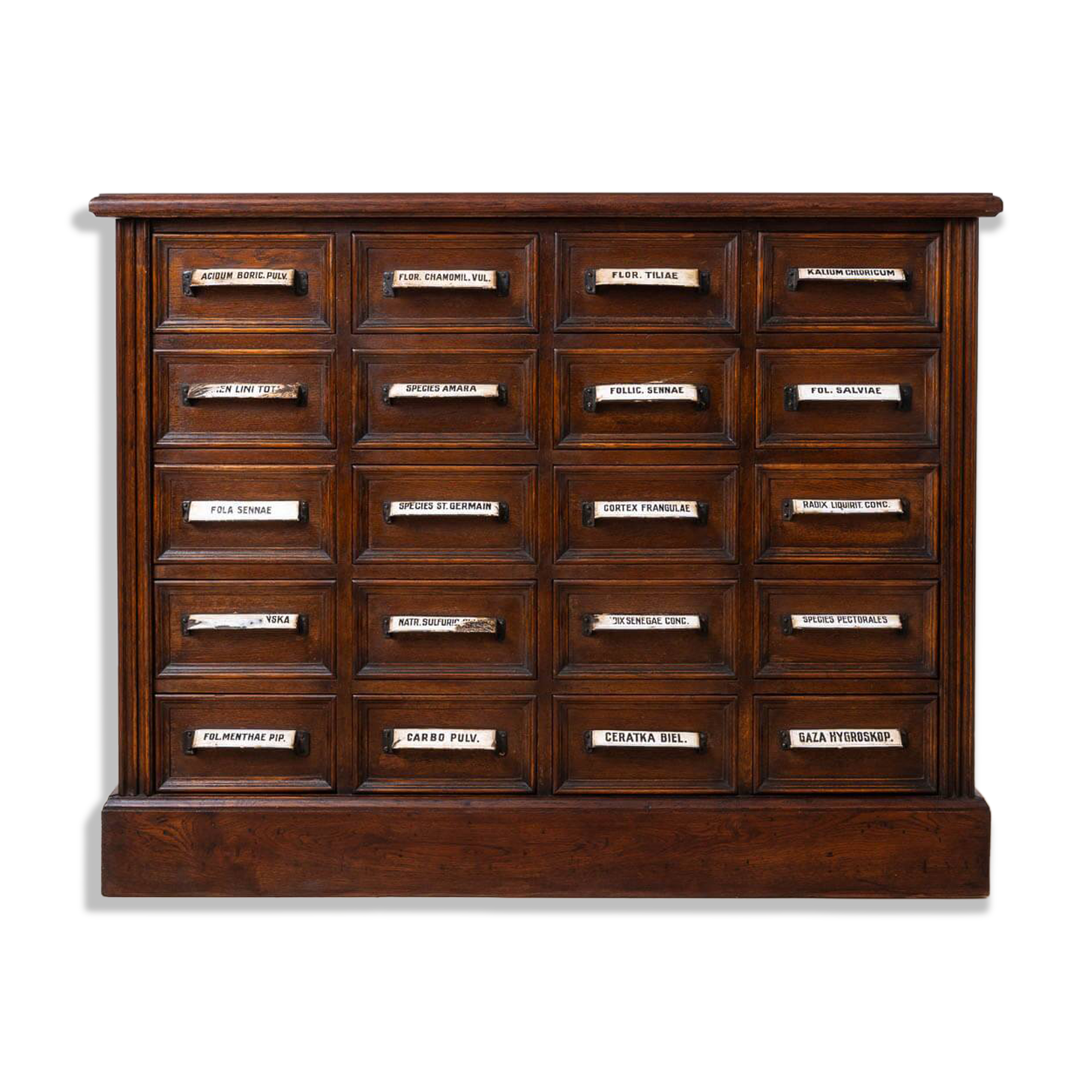 Apothecary Chest of Drawers, Solid Oak Wood, Restored, Early 20th Century