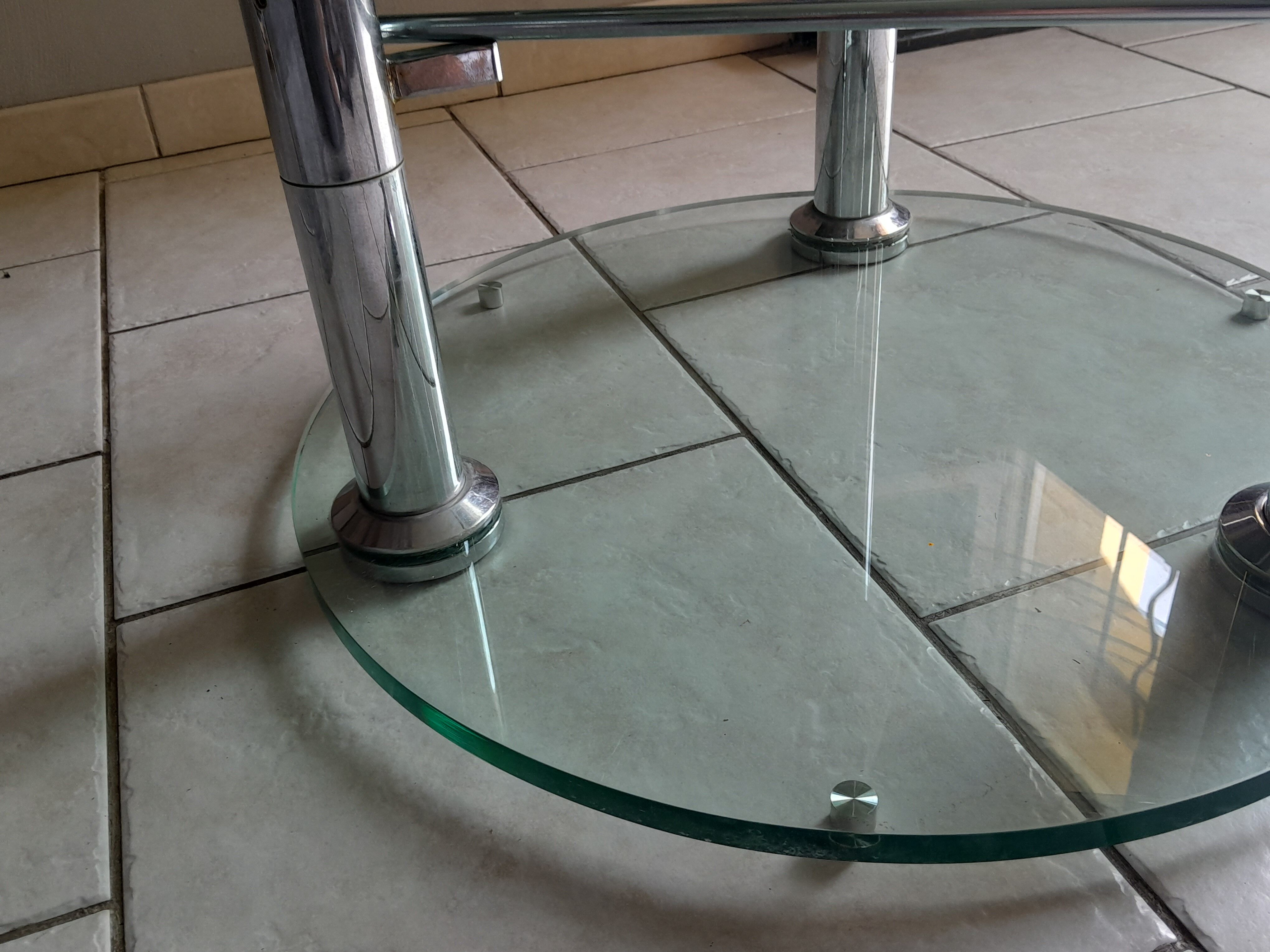 Vintage 80s 3-tier removable tempered glass coffee table