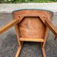 4 Scandinavian dining chairs in solid wood and blue-green leather from the 1950s.
