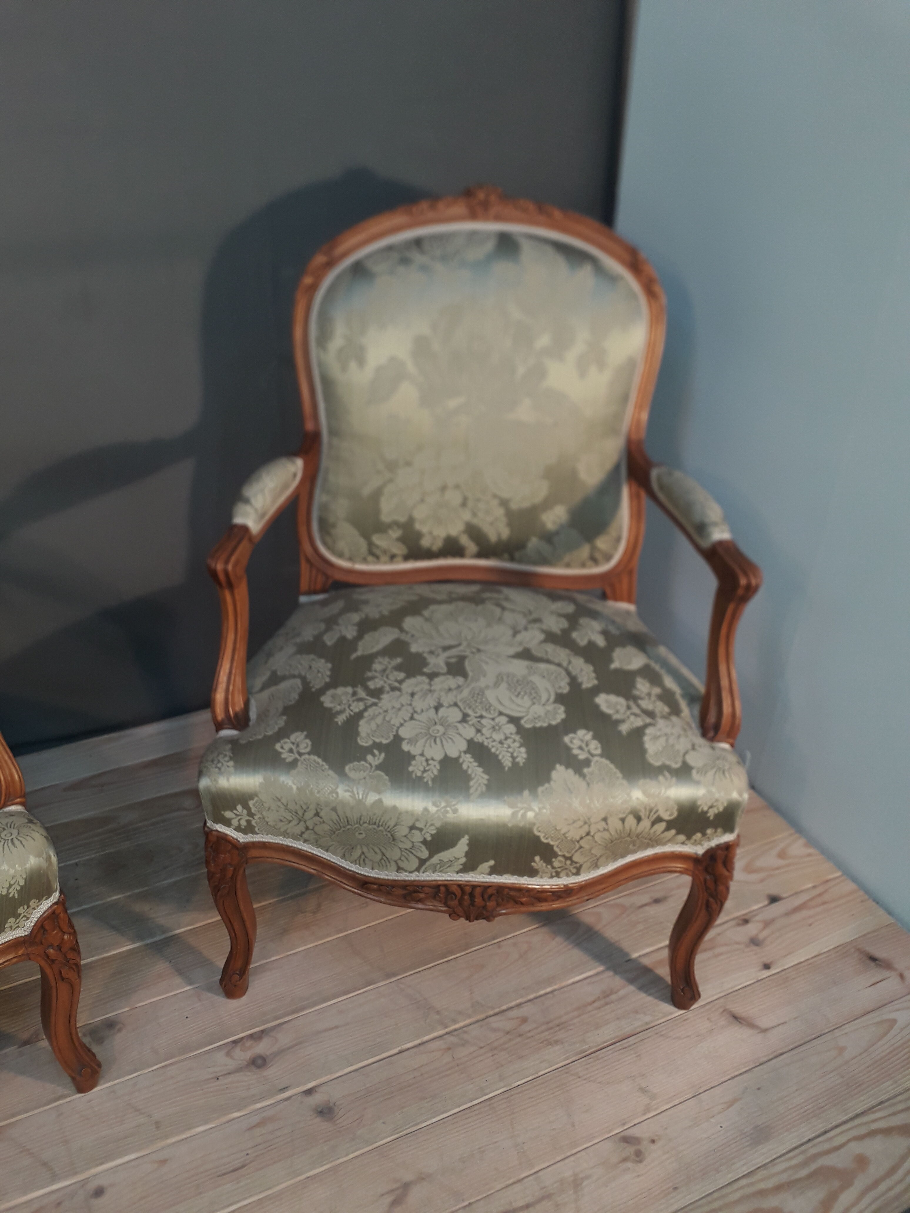 Louis XV-style armchair pair