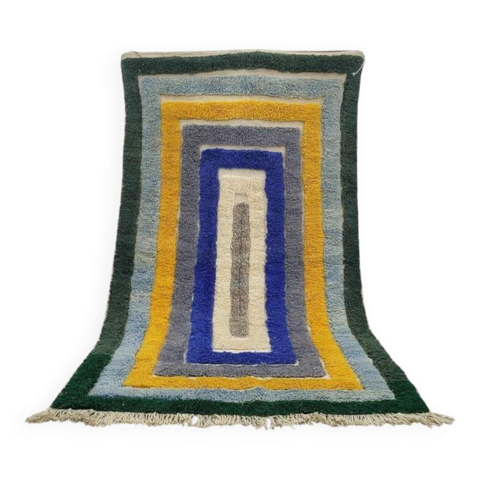 Off-white Moroccan rug with geometric patterns, 250cm x 150cm