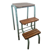 Vintage step stool in wood and steel