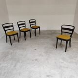 Lot de 4 chaises Thonet art déco 1930 , bouclette Jaune moutarde