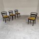 Set of 4 Thonet art deco chairs 1930, mustard yellow buckle