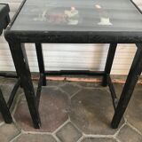Chinese nesting tables in lacquered wood inlays of hard stones 60s