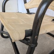 2 Vintage Espri Safari Lounge Armchairs / Rare Mid-century Black Bamboo and Beige Fabric Easy C