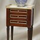 Pair of Nightstands Mahogany White Carrara Marble Louis XVI Style