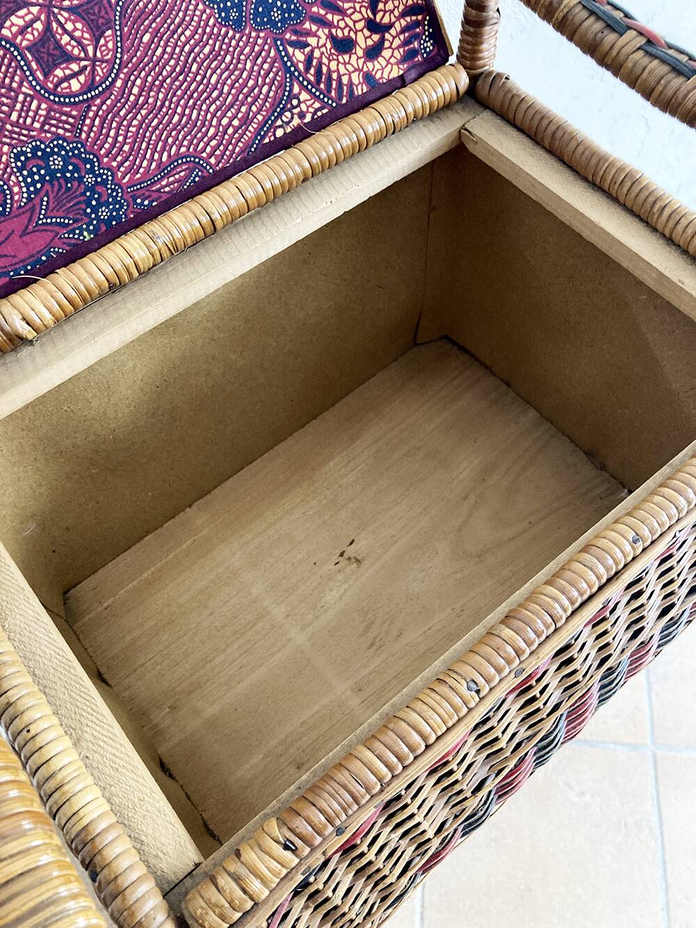 Rattan and textile worker, 2 chests, 1960s