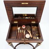 Napoleon III hairdresser in walnut and brass marquetry from the 19th century.