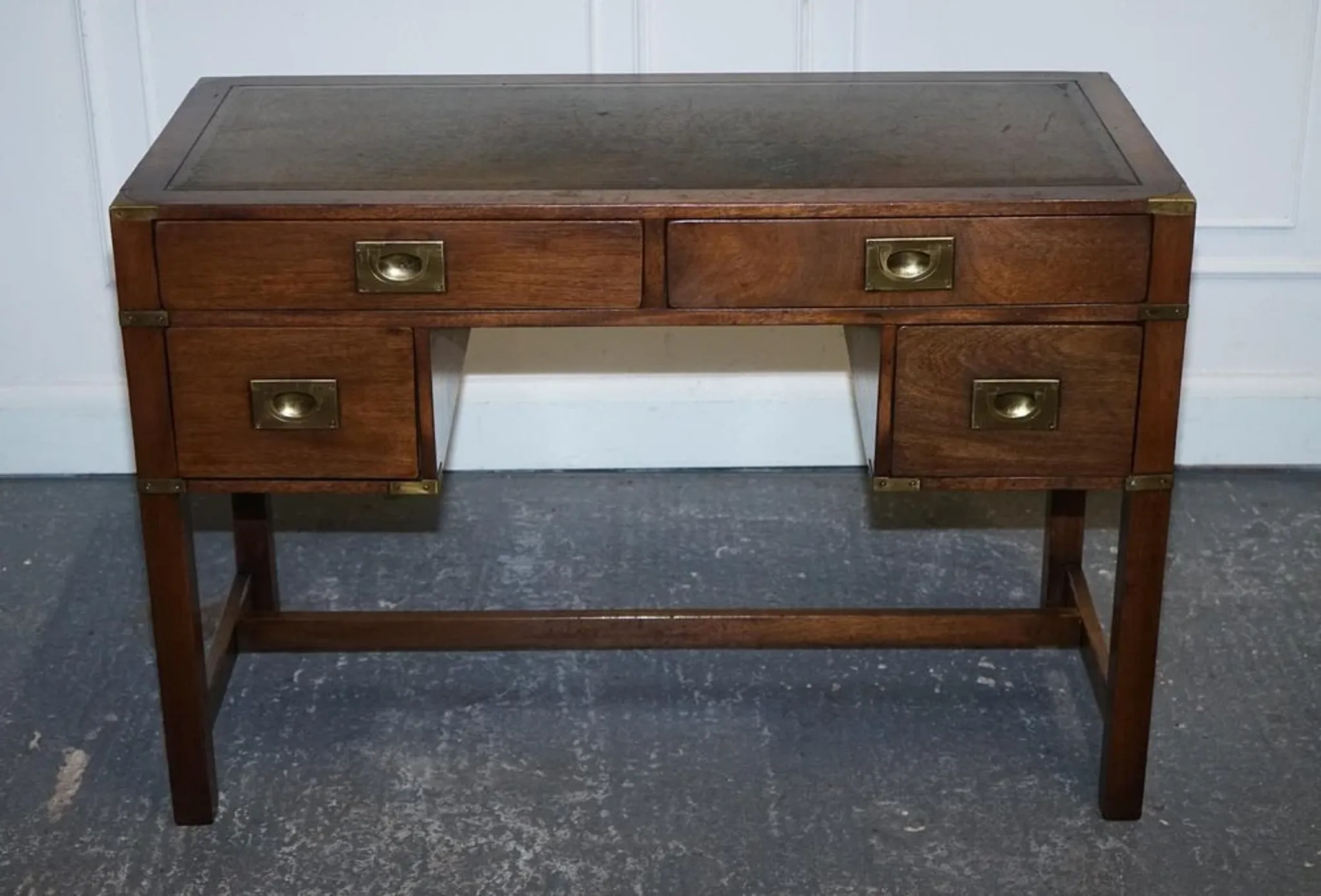 Vintage Military Campaign Desk with Leather Top from Harrods London