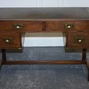 Vintage Military Campaign Desk with Leather Top from Harrods London