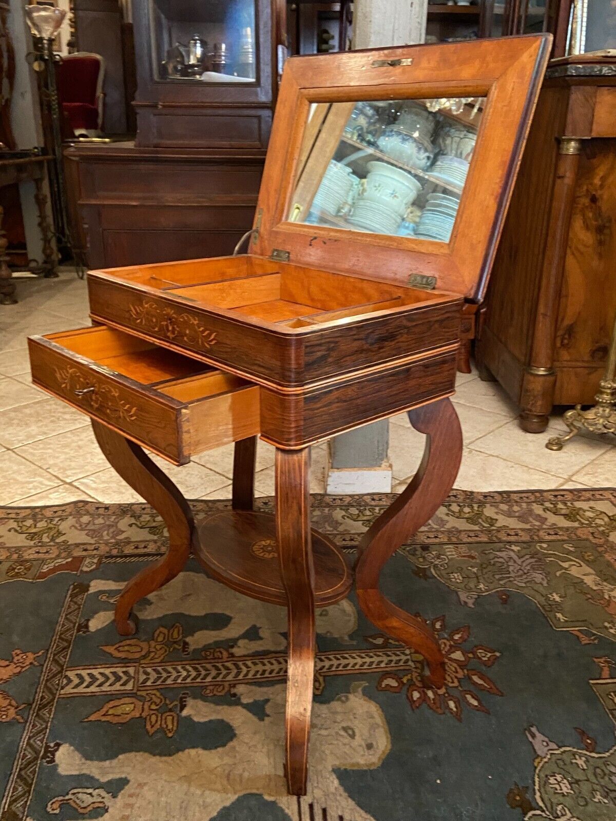 Worker end or back of sofa with inlaid decoration of period Charles X