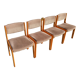 Series of 4 Scandinavian beech chairs with velvet seats