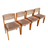 Série de 4 chaises scandinaves en hêtre assises velours