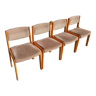 Série de 4 chaises scandinaves en hêtre assises velours
